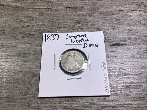 1837 Seated Liberty Silver Dime-Lg. Dt. First Year Minted-041124-80