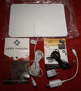 Thin Flat Wave Amplified Indoor HDTV Antenna w/ Cables & Power Adapter. U Choose - Picture 1 of 7