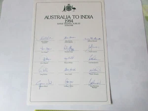 AUSTRALIA to INDIA 1984 Ranji CRICKET Trophy Jubilee Pre PRINTED Autograph Sheet - Picture 1 of 5