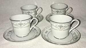Set Of 4 Vintage Fine Porcelain China Diane Tea Cups & Saucers Japan NICE EUC - Picture 1 of 4