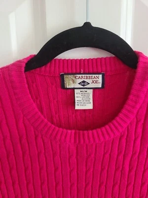 Suéter Preppy Rosa Tejido Cable Caribbean Joe Mujer Mediano Foto 1 de 3