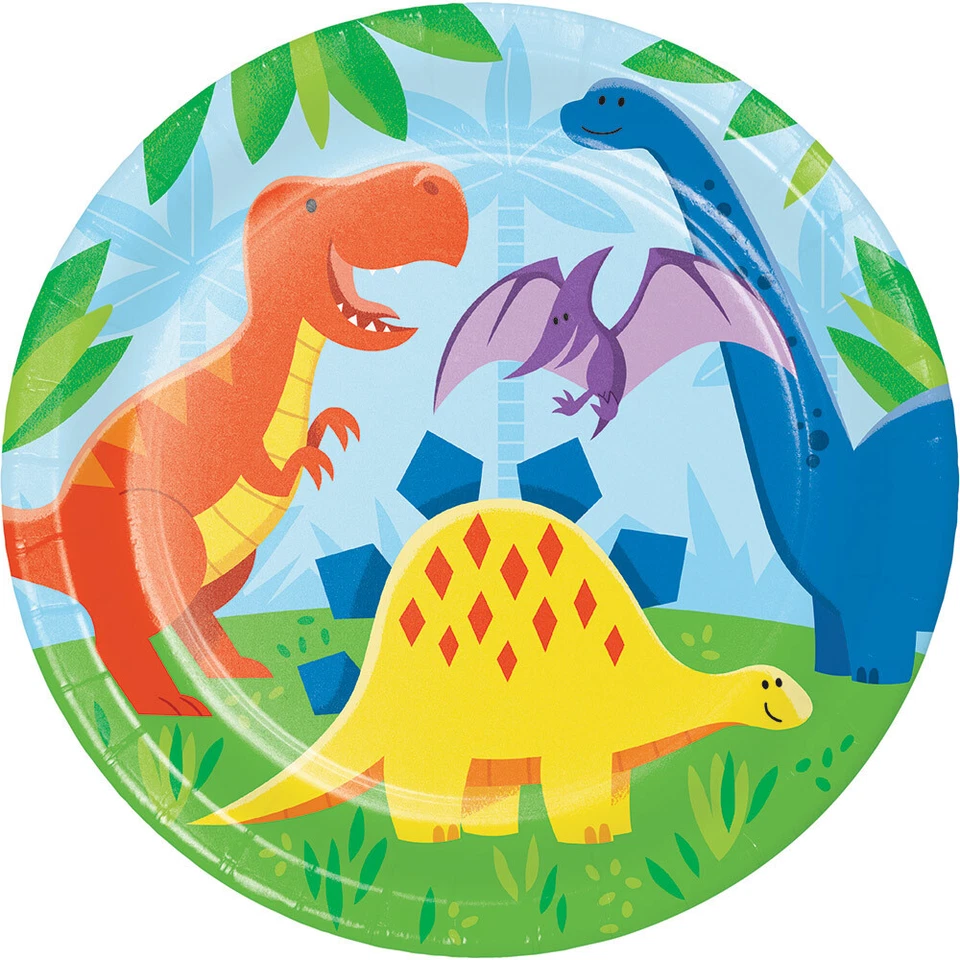 Dinosaur Friends Dinner Plates (8) - Dino Birthday Party Supplies - Image 1 of 1