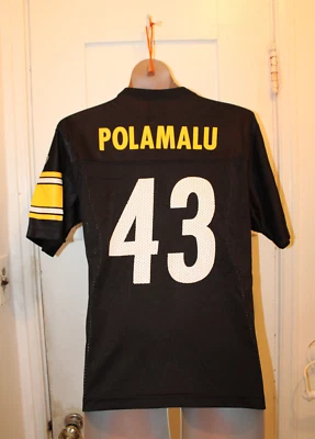 Camiseta deportiva Reebok NFL Pittsburgh Steelers Troy Polamalu #43 juvenil grande malla 14-16 Foto 1 de 4