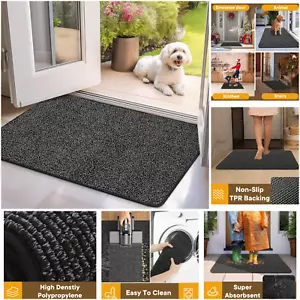 Heavy Duty Non Slip Door Mat Washable Absorbent Rubber Back Indoor Outdoor - Picture 1 of 22