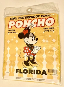Disney MINNIE MOUSE FLORDA 100% Waterproof Yellow Youth Poncho (OSFA) - Picture 1 of 2