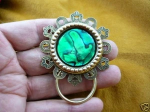  (#E756) Green Paua shell Eyeglass pin pendant ID badge holder - Picture 1 of 1