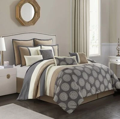 Juego de edredón Stratford Park cálido y elegante de 10 piezas, California King, 100 % Foto 1 de 4