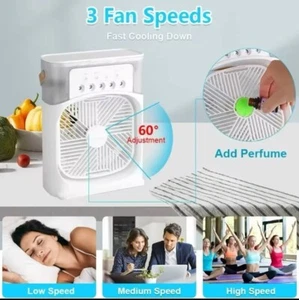 Mini Air Conditioner Portable Small 3 in 1 Cooling Fan Humidifier Desk USB Fan - Picture 1 of 7