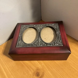 Redwood Finish Picture Frame Trinket/jewelry Box - Picture 1 of 8