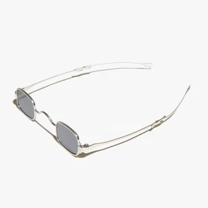 Silver Sliding Temple Tiny Spectacle Sunglass Gray Lens -Kane - Picture 1 of 4