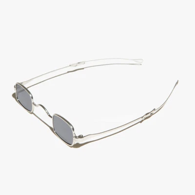 Silver Sliding Temple Tiny Spectacle Sunglass Gray Lens -Kane - Image 1 of 4