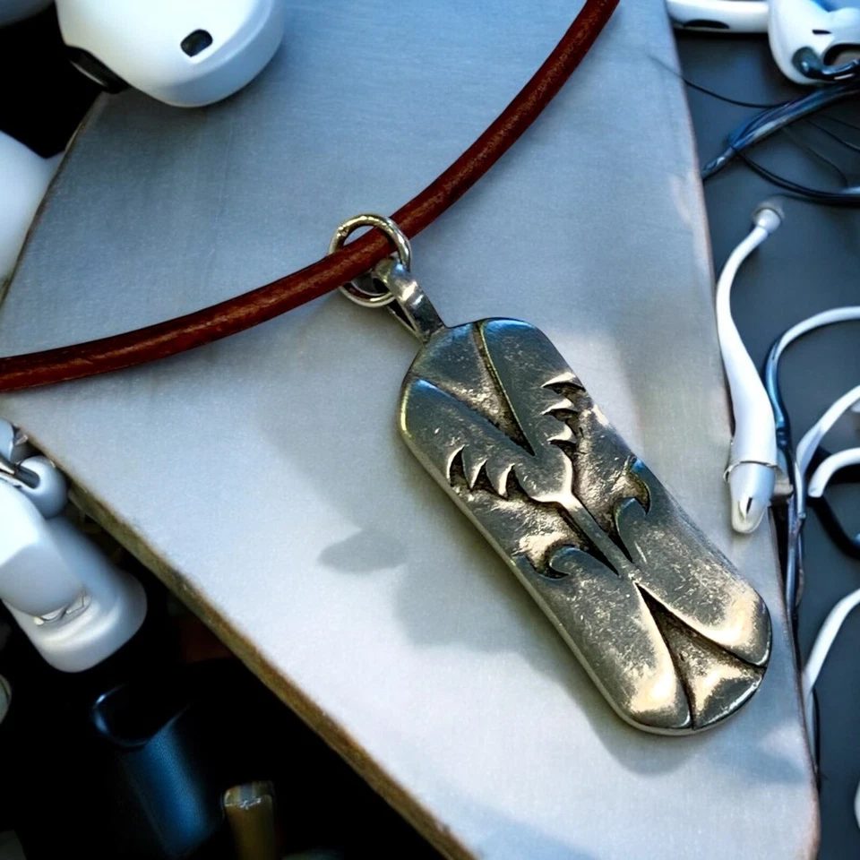 Leather Necklace with Urban Dog Tag | Street Style Pendant | Ride the Street - Image 1 of 2