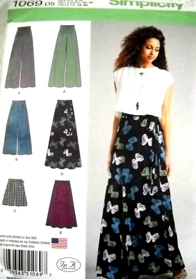 Simplicity 1069 Wrap Skirt Pants Shorts Wide Legs Misses size 4-12 SewingPattern - Image 1 of 2