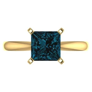 2 ct Princess Cut Topaz Gemstone Solitaire Ring Yellow Gold, Anniversary Gift - Picture 1 of 15