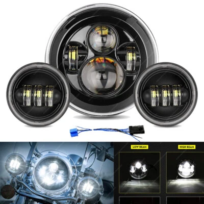 For Harley-Davidson Softail Deluxe FLSTN 7" LED Headlight + 4.5" Passing Lights - Image 1 of 4