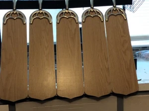 Set of 5 Vintage Ceiling Fan Blades & Blade Brackets Hunter  Used  21  " - Picture 1 of 5