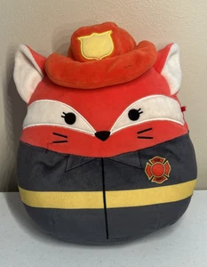 Squishmallow Fifi the Fire Chief 10" Claire's Exclusive Firefighter Fox RARE - Picture 1 of 7