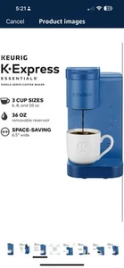 Keurig K-Express Essentials, Single Serve K-Cup Pod Coffee Maker | Pacific Blue - Picture 1 of 8