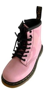 Botas de combate Dr. Martens 1460 T rosa pálido charol niñas pequeñas talla 9 - Imagen 1 de 10
