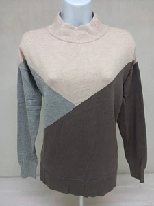 Devotion by Cyrus Womens XS Long Sleeve Brown Gray Colorblock Sweater - Picture 1 of 12