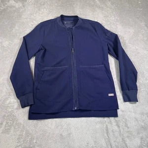 FIGS Technical Bellery Scrub Jacket Womens XS Navy Blue Zip Front Pockets Bomber - Picture 1 of 10