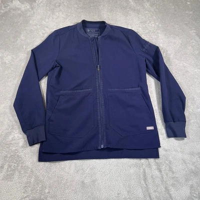 FIGS Technical Bellery Scrub Jacket Womens XS Navy Blue Zip Front Pockets Bomber - Image 1 of 4
