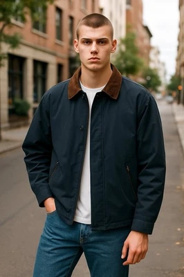 RFT Rainforest Black Micro Suede Jacket 2 Zipper Phone Pocket W/ Brn Collar XL - Image 1 of 4