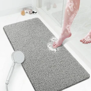 Shower Mat Bathtub Mat Non-Slip,36X16 Inch, Soft Tub Mat with Drain,Pvc Loofah B - Picture 1 of 12