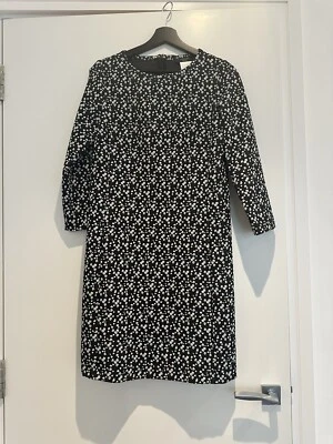 MAX MARA DRESS DAISY FLORAL PATTERN BLACK WHITE FLOWERS GREEN POCKETS WORK S UK8 - Image 1 of 4