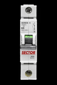 SECTOR 6 AMP CURVE B 6kA MCB CIRCUIT BREAKER SERIES E SE6B 648112 - Picture 1 of 6