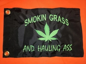 Custom Smokin Grass Safety Flag ATV JEEP UTV Made to fit regular & lighted whips - Picture 1 of 6