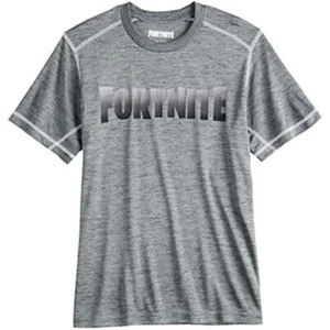 Fortnite Logo Boy's Active Sports Charcoal Gray Shirt. Size Large. Ships Free! - Picture 1 of 1