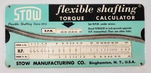 Stow Manufacturing Co. Slide Rule Calculator Flexible Shafting Torque Calculator - Picture 1 of 4