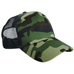 PERSONALISED CAMO TRUCKER CAPS ~ ANY TEXT/LOGO/IMAGE PRINTED Rapper 3 x styles - Picture 1 of 4