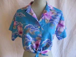 Vintage 60er - 70er Jahre Damen Hawaii Hilo Hattie's Half Tie Button Down Bluse - Bild 1 von 9