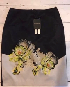 Topshop Embellished A Line Skirt 10 - Picture 1 of 3