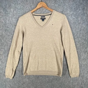 Tommy Hilfiger Jumper Womens Small Beige Brown Preppy Minimal Casual Top - Picture 1 of 13