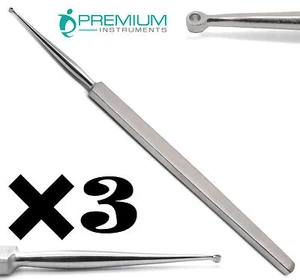 3x Nuevas Curetas Dérmicas Zorro Dermatología 1mm ORL 5.5" Instrumentos Médicos Quirúrgicos - Imagen 1 de 5