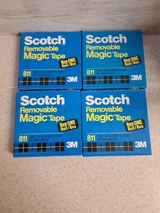 Scotch 3M 811 Removable Magic Tape 4 Box Lot 1/2" X 72 Yds. NOS - Picture 1 of 5