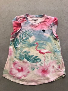 Abercrombie Shirt Youth Girl's 11/12 Multicolored Short Sleeve Flamingo Tee - Picture 1 of 4