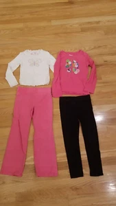4pc lot Girls Fall Winter clothes 2 Long Sleeve Tops Pants Yoga Leggings 6/6X - Picture 1 of 8