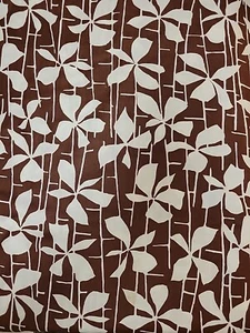 4.4 Yds × 36 Vintage 100% Cotton Sateen Brown White Floral Dress Fabric - Picture 1 of 5