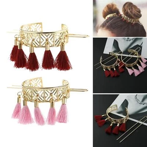 Metal Hair Sticks Japanese Hair Chopsticks Buns Hair Pins with Tassels for Women - Picture 1 of 7