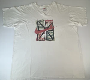 Vintage 90s Nike Logo Mens Size XL Shirt White Short Sleeve Cotton Athletic - Picture 1 of 8