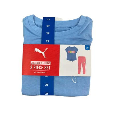 Puma 2 Piezas Niña Manga Corta Top y Leggings Todo el Día Comodidad Conjunto Foto 1 de 4