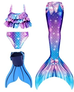 Superband Mermaid Costume Girls Two Piece Bikini Set (Include Monofin) - Picture 1 of 3