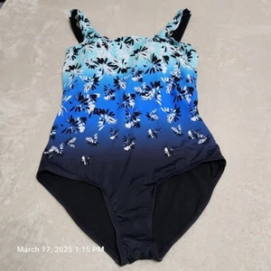 Costume da bagno per tutte le donne costume intero 18 sfumature floreale/nero reggiseno mensola - Foto 1 di 9