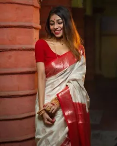 Designer Sari Bollywood Bridal Silk Saree Blouse South Indian Party Wear Saree - Picture 1 of 9