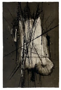 Masakatsu Ueda "God's Love" 1964 Abstrakter Japanischer Monotypie Druck - Bild 1 von 2