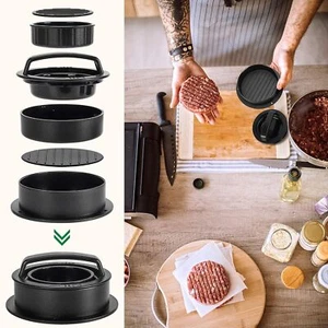 3 in 1 Non-Stick Burger Press Patty Maker Meat Beef Veggie Hamburger Mold, Kitch - Picture 1 of 7